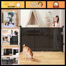 Extra Wide 78" Retractable Baby Dog Gate, 42" Tall Safety Barrier for Stairs,