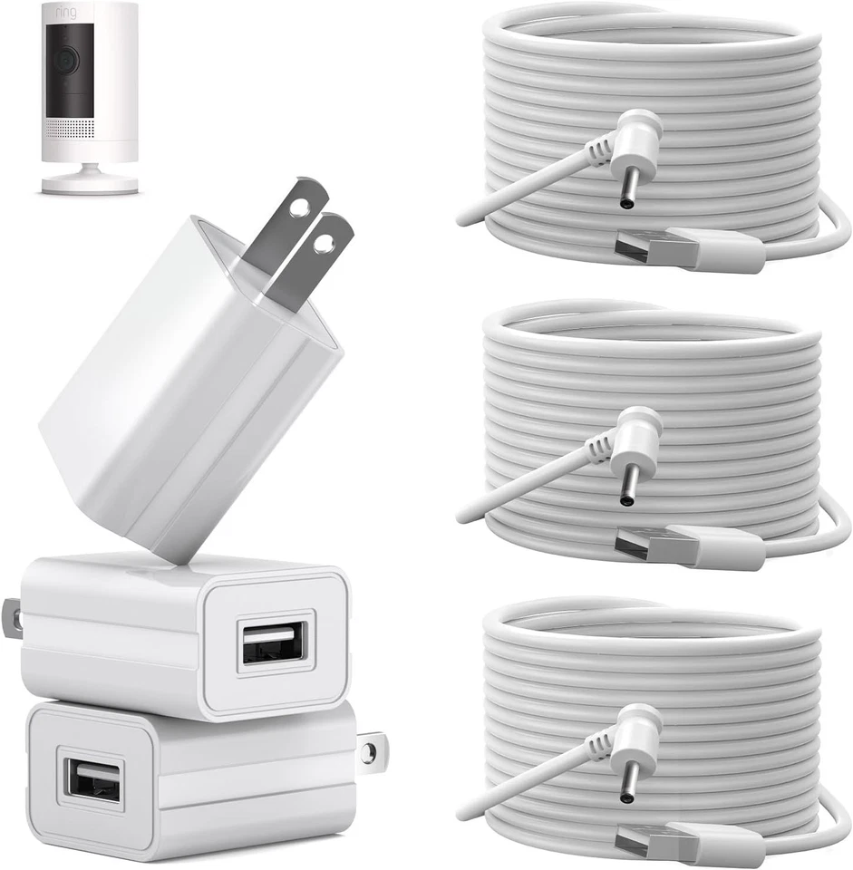 Reliable 3 Pack 26ft Charging Cable Kit with Waterproof Option for Security Cams - Image 3 of 4