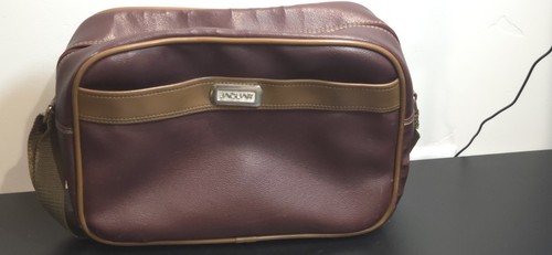 Rare HTF Vintage Jaguar Brand Brown Leather Travel Bag 1980