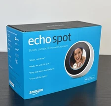 Amazon Echo Spot Smart Speaker - VN94DQ White  - 2.5” Display - Wi-Fi Alexa