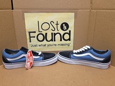 VANS Old Skool Men's Black Blue Canvas Sneakers Men's 5.5 Women's 7 Lace Up PICS