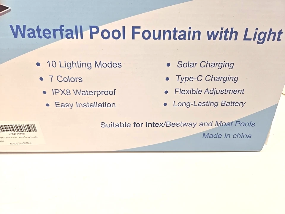 Fonte solar para piscina cachoeira com luzes 7 cores 10 modos de luz - Imagem 2 de 4