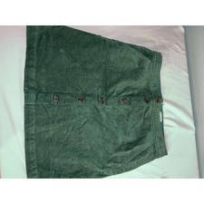 J.Crew Green Corduroy Button Front Mini Skirt Size 8 Forest Green A-Line Pocket