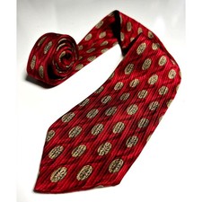 Robert Talbott Best In Class USA Made Man's Necktie Red Gold 100% Silk Neck Tie
