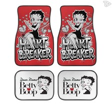 Betty Boop Heart Breaker Car Floor Mats Set Of 4 Red Cute Auto Interior Decor