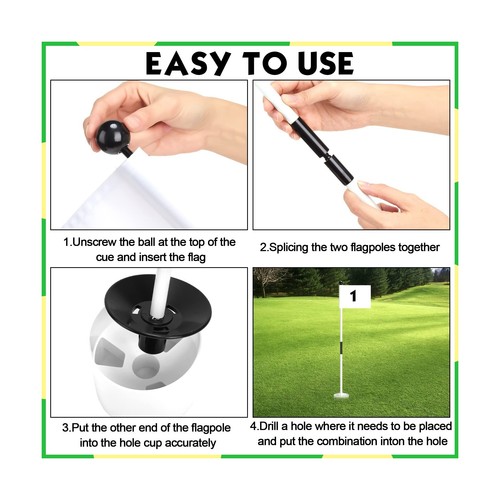 Hungdao 3 Set Golf Flagstick Mini Putting Green Flag for Yard Golf Pin Hole C... - Picture 4 of 6