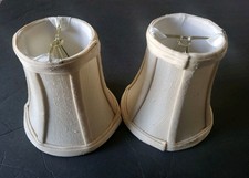 Beige Clip-On Lamp Shades 4" Height Fabric Small Replacement Light Covers Set