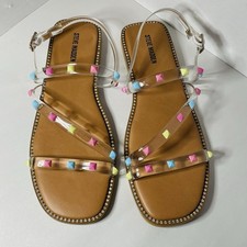 Steve Madden Sandals Clear With Colorful Studs Rhinestones Youth Size 4.5