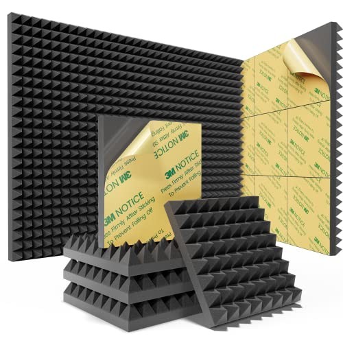 Sonicism 12 Pack Sound Proof Foam Panels for Walls Self-Adhesive 12"X12"X2" |