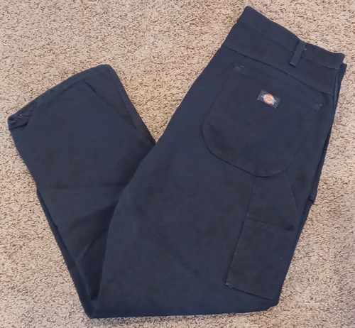 Pantalone Dickies uomo nero falegname anatra tela vestibilità rilassata vestibilità effettiva 36x30 - Foto 3 di 8