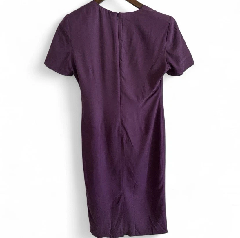 Vintage Talbots Petites Women’s Purple Solid Silk Midi Dress Size 6 - Image 3 of 4