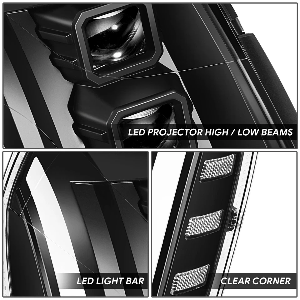 [Switchback LED DRL] Para 07-14 Escalade ESV EXT Quad Proyector Faros Negro Foto 3 de 4