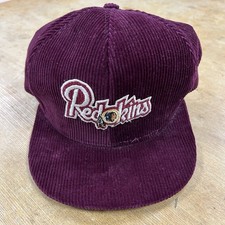 Vintage 80s Washington Redskins NFL Corduroy Spell Out OG Logo Snapback Hat Cap