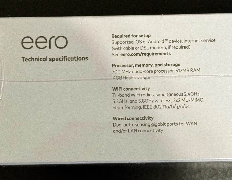 eero - Individual eero - Tri-Band Wifi  Model B010111 NEW Factory Sealed Box - Image 3 of 4