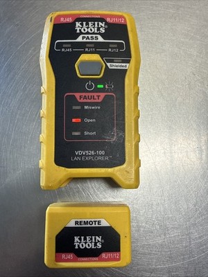 Klein Tools VDV526-100 LAN Explorer Data Cable Tester With Remote RJ45 RJ11 RJ12
