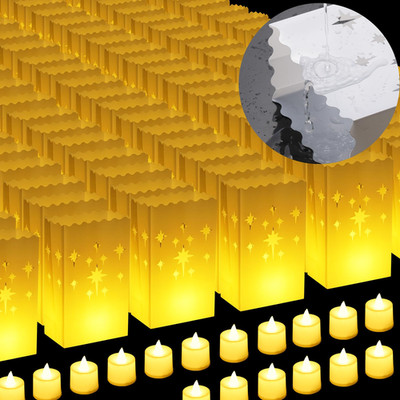 Blissfultie 2025 Waterproof 100 Pcs - Luminary Bags Flameless Candles -