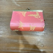 Vintage Pink Butterfly Brocade Coin Purse w/ Kiss Lock Closure