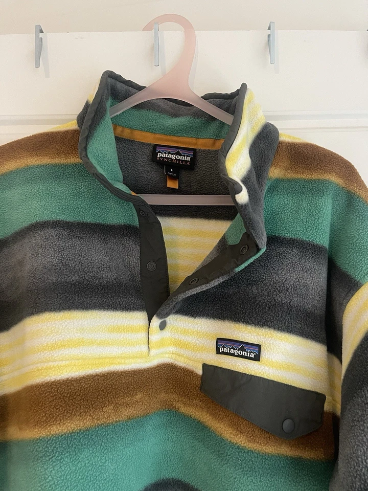 Para hombres 2016 Patagonia Estampado Synchilla Snap-T - Raya Fitz Pintada, Talla Mediana Foto 2 de 2