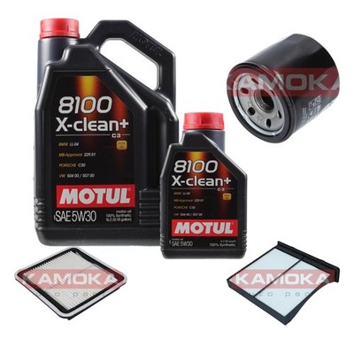 KAMOKA Inspektionspaket Motul 8100 X-clean+ 5W30 6L für Subaru Forester 2.0 AWD