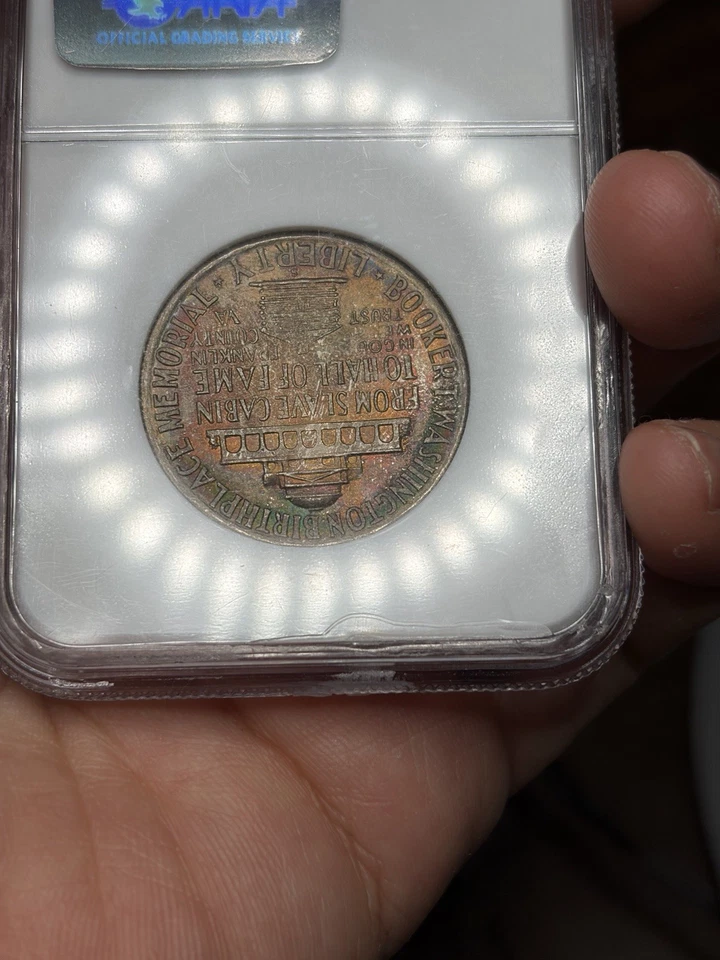 1946 S Booker T Washington Commemorative Half Dollar PCGS MS64 - Rainbow Toner - Image 2 of 3