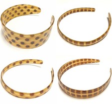 Fashion Headband Women Polka Dot Spot Square Checker Brown Print Made in France