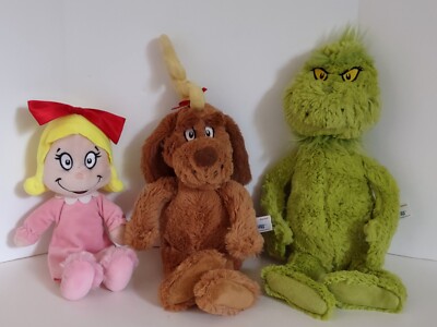 Aurora Palm Pals Christmas Plush Bundle - Max, Grinch & Cindy Lou Who 3-Piece Set
