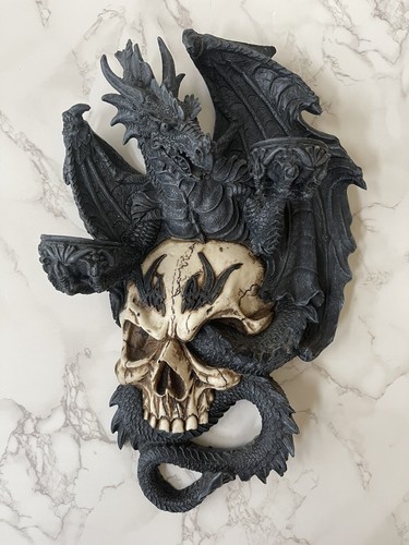 ACK Company Dragon Skull Wall Mount Candle Holder Black & White 93917