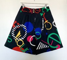 Vintage 80s Laurel Pleated Short Culottes Printed Logo Size 40 M