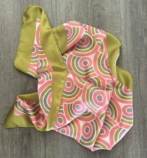 Vintage EMILE Scarf Green Pink Geometric Print 21"x21" Square Excellent Cond