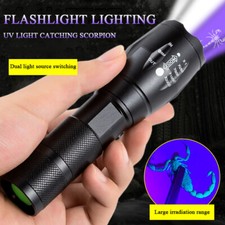 UV Flashlight LED Torch Zoomable Ultra Violet Black White Dual Light Detector
