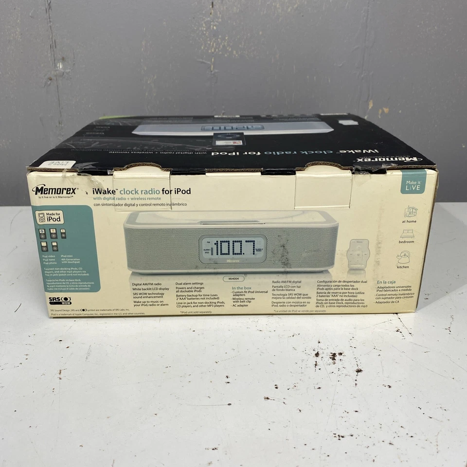 Reloj despertador doble IPOD Dock Memorex radio FM AM modelo Mi4004 Foto 3 de 4