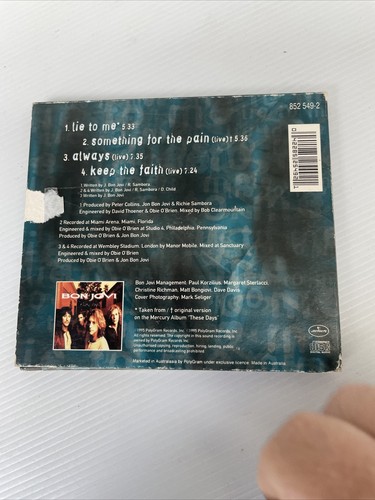 Bon Jovi - Lie to me Cd Single 1995 4 tracks - Picture 2 of 5