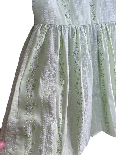 Vintage 60s 70s Floral Spring Green Daisy Girls Dress sz 7 8 9 - Picture 10 of 11