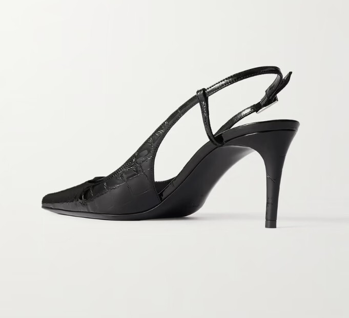 saint laulent クラヴァット　黒×白 Saint Laurent YSL Vendome glossed croc-effect leather