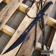 27" Full Tang Ninja Sword Tactical Black Combat Survival Machete Combo Edge