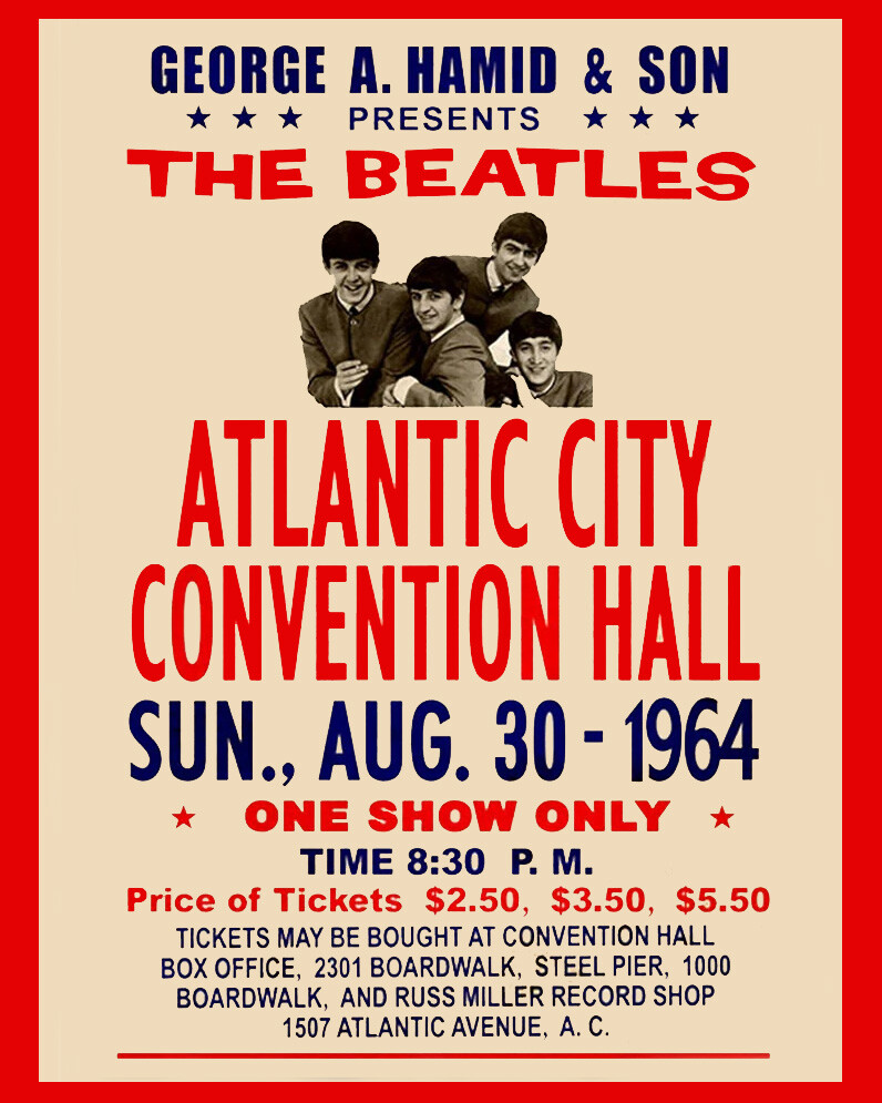 Beatles - Wall Art Poster of 1964 Atlantic City Concert Poster