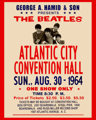 Beatles - Wall Art Poster of 1964 Atlantic City Concert Poster