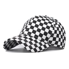 Cotton Printed Checkerboard Baseball Hat Outdoor Checker Baseball Hat Outdoor