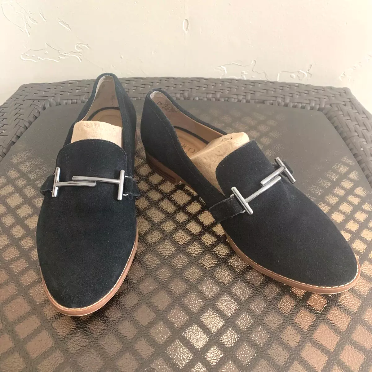 Franco Sarto women s Harlow black suede loafer shoes size 8.5M eBay