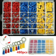 480Pcs Electrical Wire Terminals Assortment Set Insulated Crimp Connectors Spade