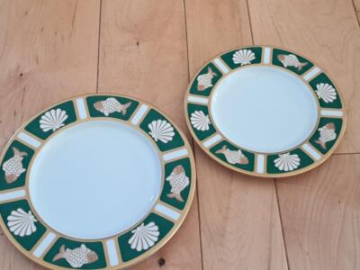MIKASA  FISH AND SHELL BREAD/DESSERT PLATE AND SALAD PLATE MING GREEN HARDWICK