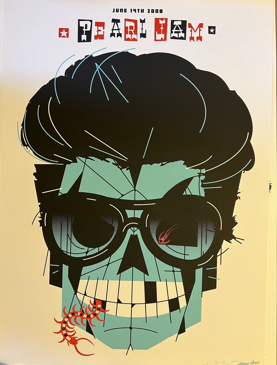 PEARL JAM VERY RARE AP AUTOGRAPH CONCERT POSTER BONNAROO