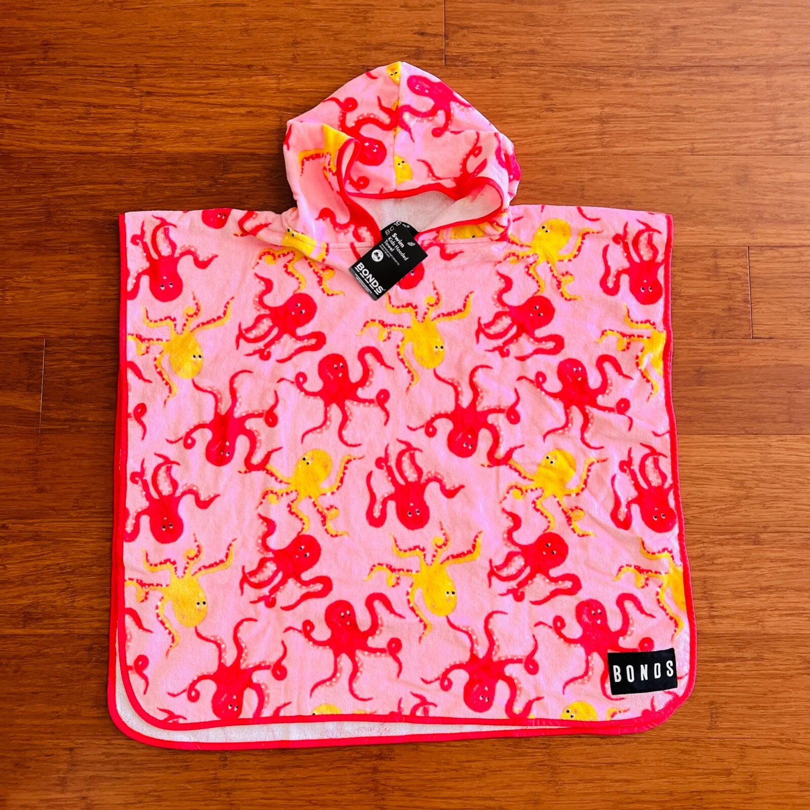 Bonds Kids Pink Octopus Hooded Swim Towel Beach BNWT One size fits all kids