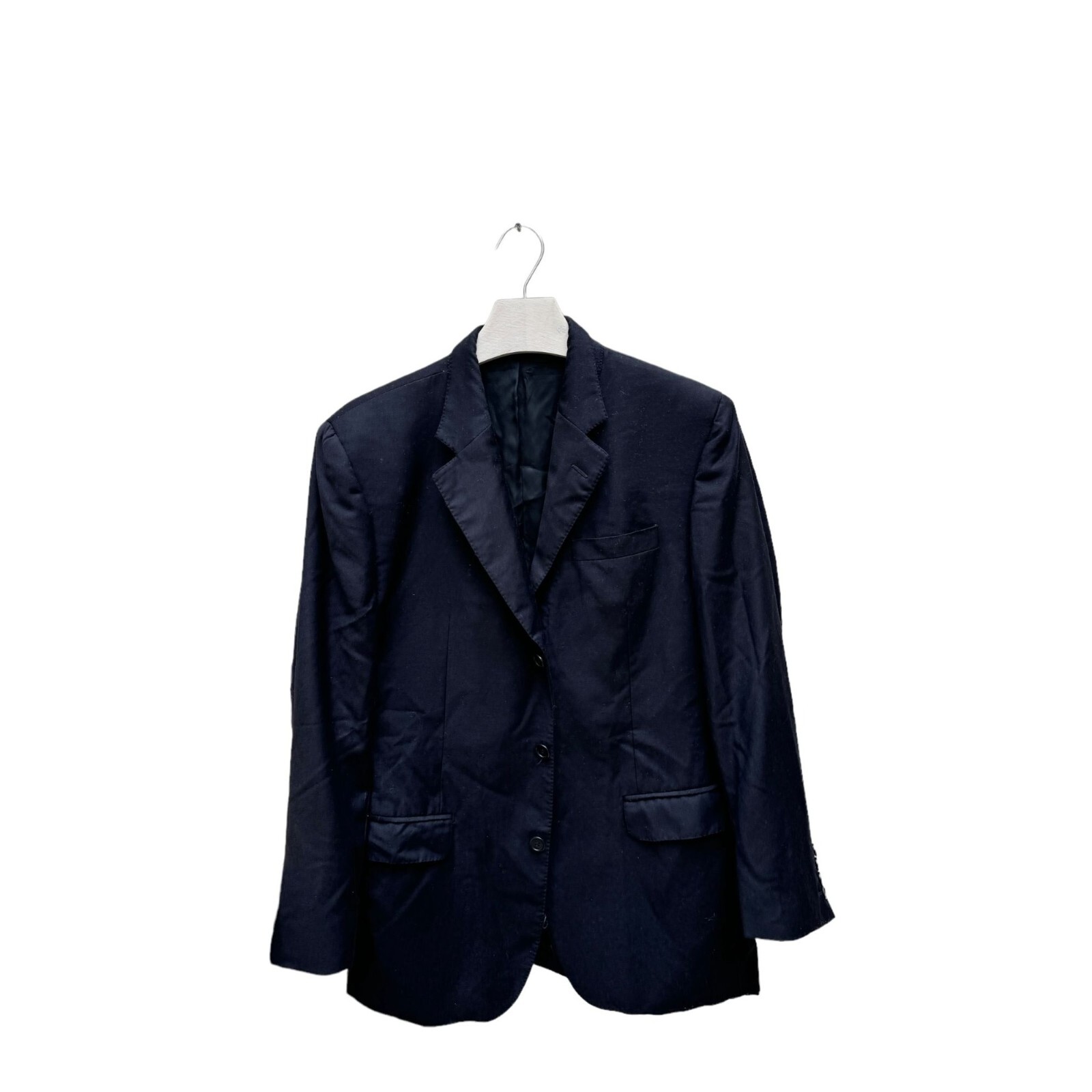 Giacca blazer Yves Saint Laurent blu scuro a righe in lana taglia 52 L