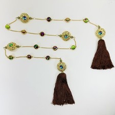 Retired Katherine's Collection Jewel Metal Garland With Brown Tassels 66in 9044B