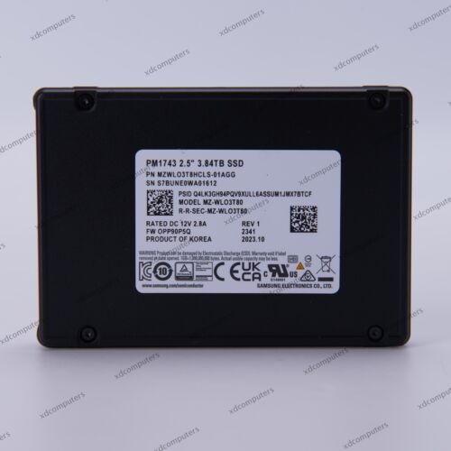 Samsung PM1743 3.84TB SSD 2.5" PCIe 5.0 NVMe U.2 MZ-WLO3T80 MZWLO3T8HCLS-01AGG