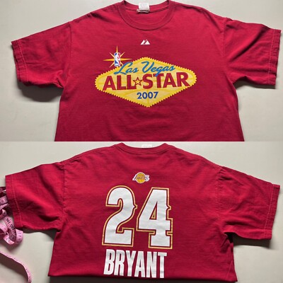 Medium - Kobe Bryant #24 2007 NBA All Star Game West Red Majestic T-Shirt Rare