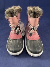 Cat And Jack Girls Winter Boots Size 4 Big Girl Thermal Pink Fax Fur Snow