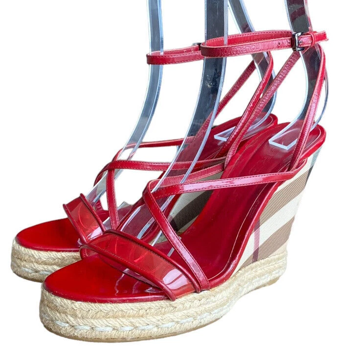 Burgundy shop wedge sandals