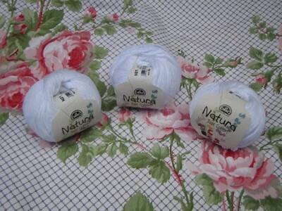 3 pelotes Natura Just coton DMC 50grs, blanc - Photo 1/3